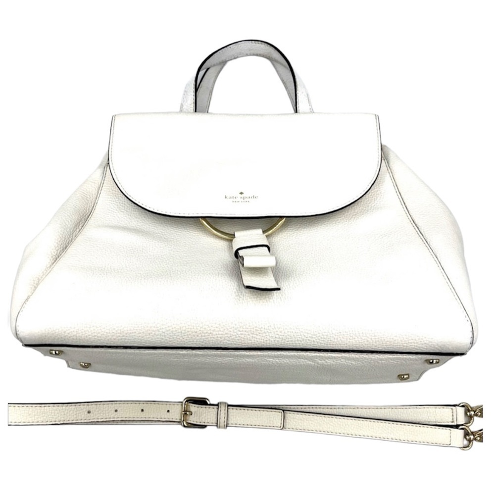 KATE SPADE White Pebbled Leather Convertible Satchel